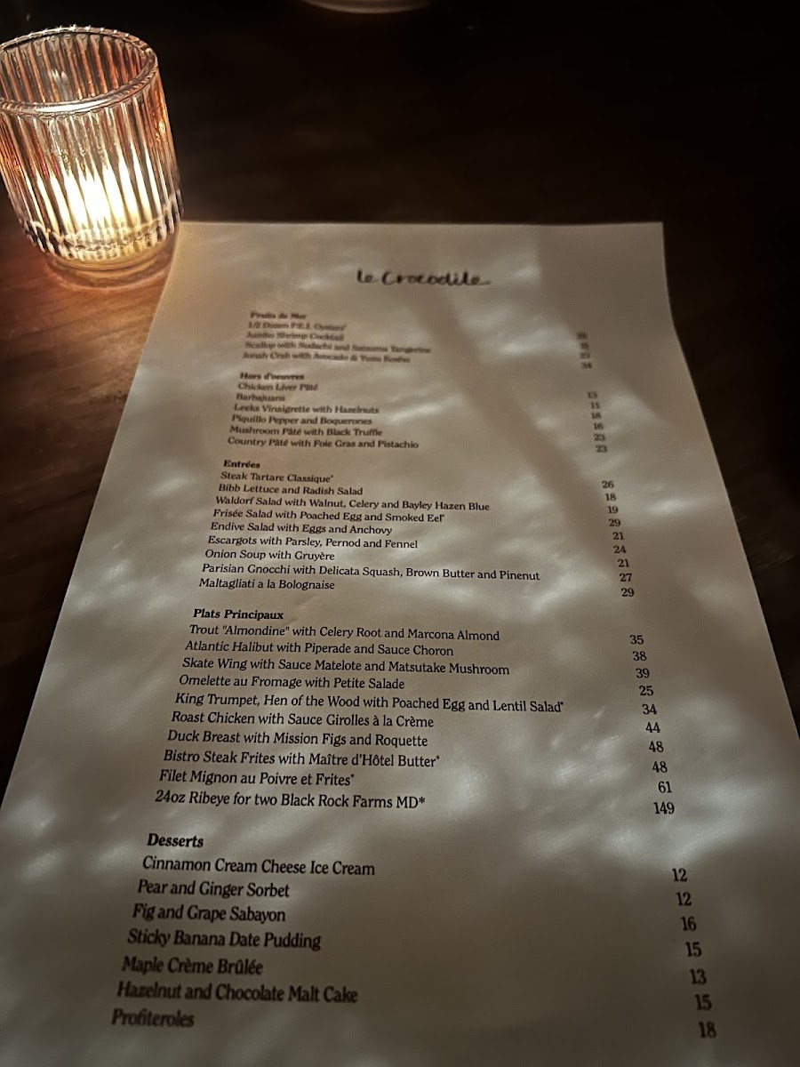 Le Crocodile Menu - Image 1