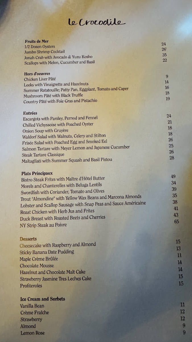 Le Crocodile Menu - Image 2